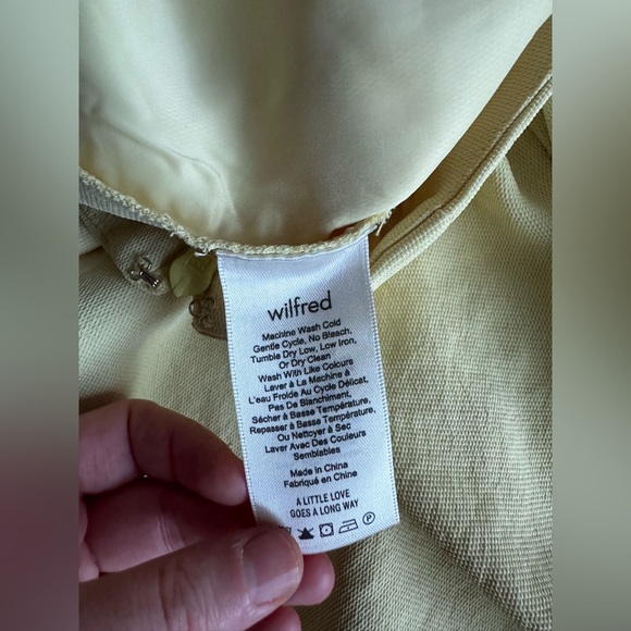 Wilfred by Aritzia Butter Yellow Wide Leg Jumpsuit Tie Back Sleeveless Size 00 - Picture 11 of 12